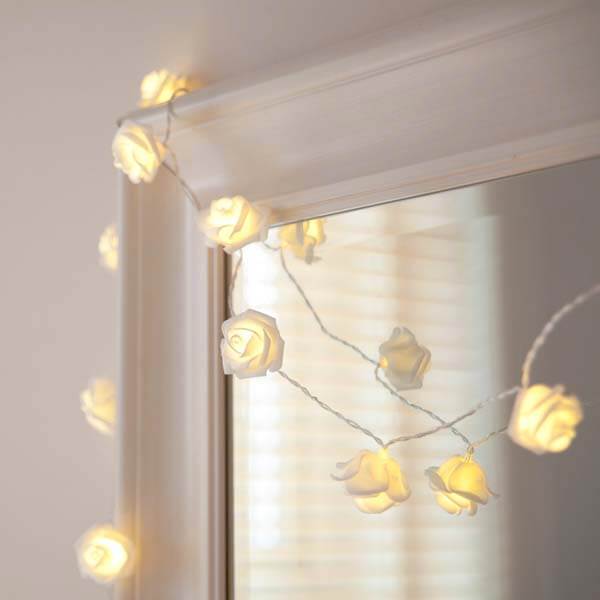 Battery Powered LED Rose String Lights - Bedroom Wedding Romantic Party Lighting Decor