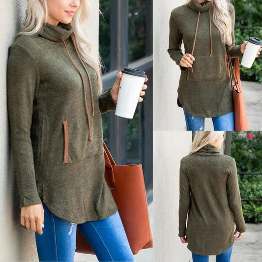 Funnel Neck Athleisure Sweatshirt - Fashion Daily Casual Wear