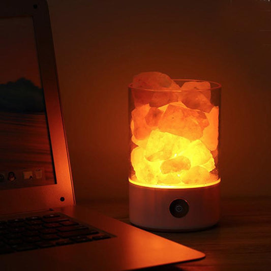 Himalayan Salt Crystal Lamp - Bedroom Bedside Living Room Home Decor Lighting