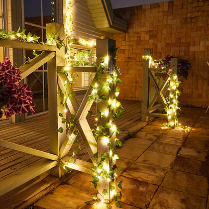 Battery Powered LED Leaf Lights - 20 LED, Home Yard Patio Decor Lighting