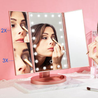 Tri-Fold LED Makeup Mirror