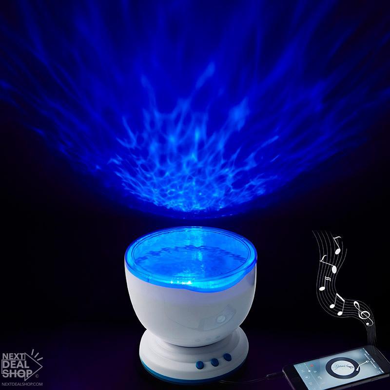 Ocean Night Light Projector w/ Built-in Speaker - Kids Bedroom Home Relaxing Night Lamp Decor