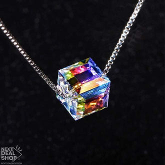 Iridescent Crystal Cube Necklace