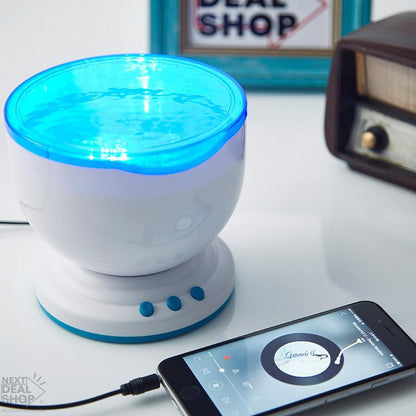 Ocean Night Light Projector w/ Built-in Speaker - Kids Bedroom Home Relaxing Night Lamp Decor