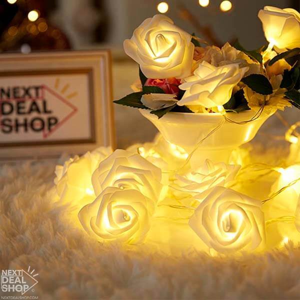 Battery Powered LED Rose String Lights - Bedroom Wedding Romantic Party Lighting Decor