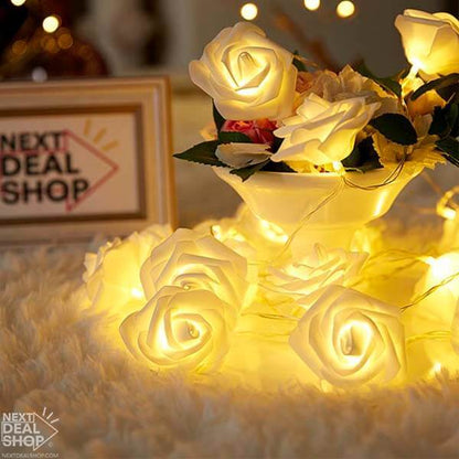 Battery Powered LED Rose String Lights - Bedroom Wedding Romantic Party Lighting Decor