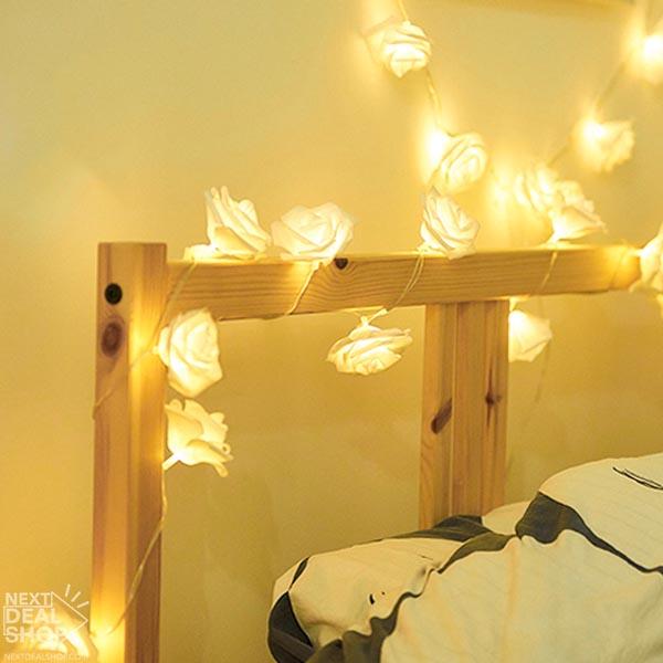 Battery Powered LED Rose String Lights - Bedroom Wedding Romantic Party Lighting Decor