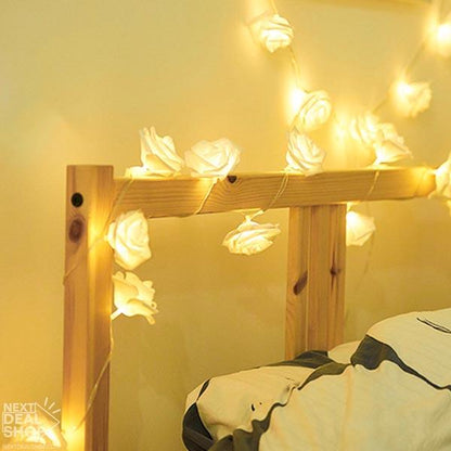Battery Powered LED Rose String Lights - Bedroom Wedding Romantic Party Lighting Decor