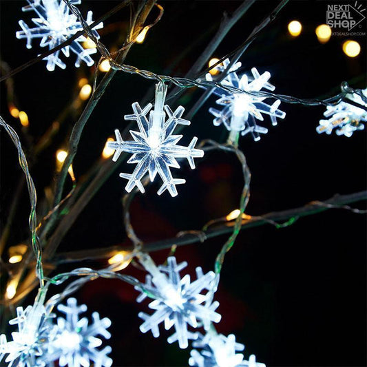 Battery Powered Snowflakes LED String Lights - 10 ft, 20 LED, Bring Snowflakes Home!