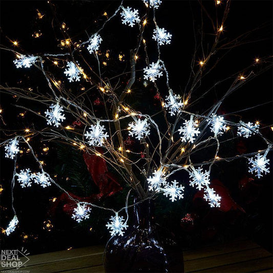 Battery Powered Snowflakes LED String Lights - 10 ft, 20 LED, Bring Snowflakes Home!