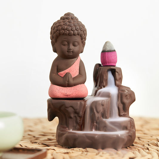 Meditating Monk Backflow Incense Burner - Meditation Zen Relaxation Decorative Novelty Gift