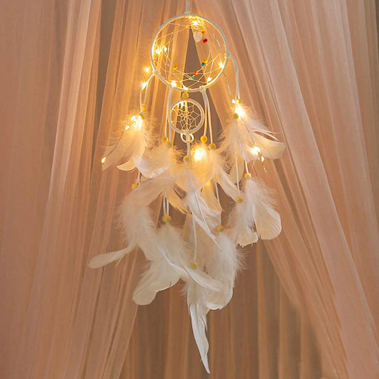 Colorful LED Dreamcatcher - Bedroom Home Dorm Boho Style Hanging Atmosphere Night Light Decor