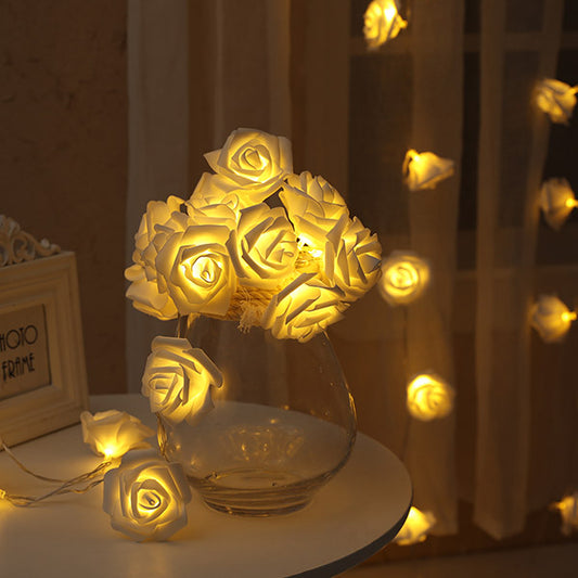 Battery Powered LED Rose String Lights - Bedroom Wedding Romantic Party Lighting Decor