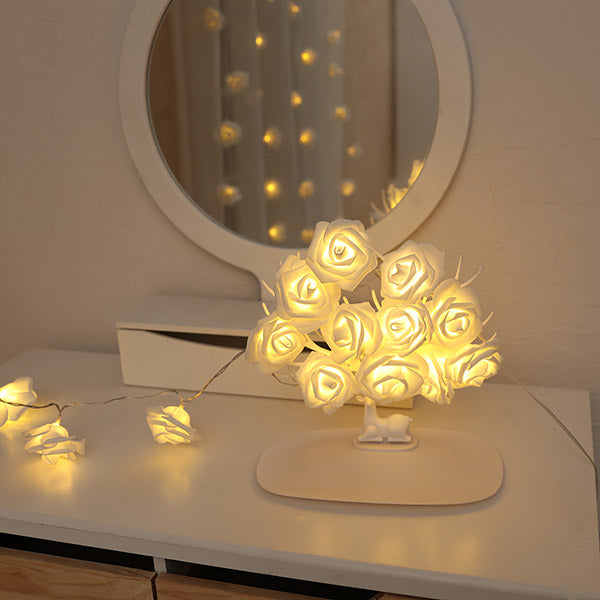 Battery Powered LED Rose String Lights - Bedroom Wedding Romantic Party Lighting Decor