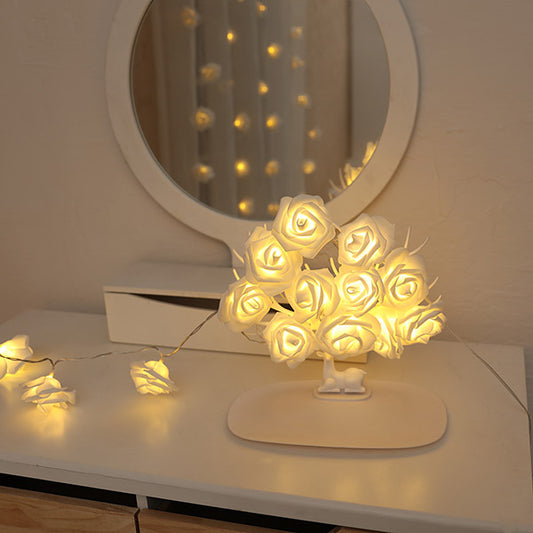 Battery Powered LED Rose String Lights - Bedroom Wedding Romantic Party Lighting Decor