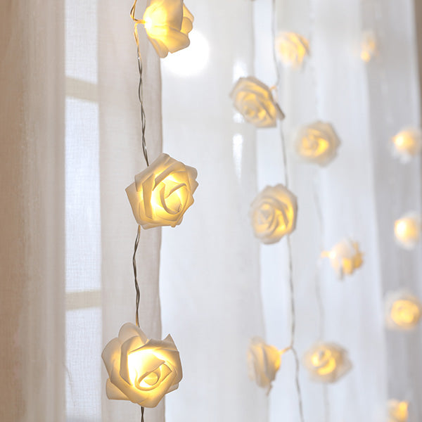 Battery Powered LED Rose String Lights - Bedroom Wedding Romantic Party Lighting Decor