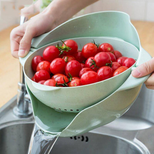 Multi-Functional Double Drain Kitchen Colander