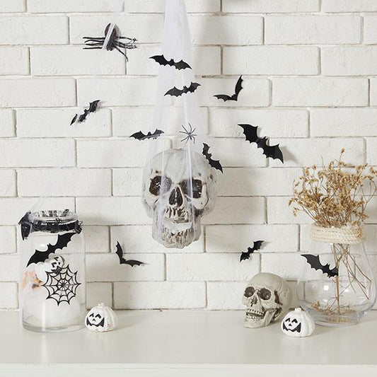 12 Pcs 3D Bat Decoration Wall Sticker - Halloween Party Spooky Atmosphere Decorative Sticker