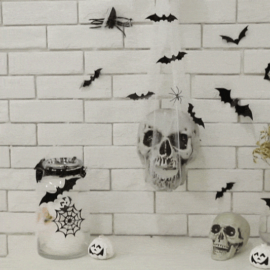 12 Pcs 3D Bat Decoration Wall Sticker - Halloween Party Spooky Atmosphere Decorative Sticker