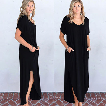 Stylish T-shirt Maxi Dress with Front Slits