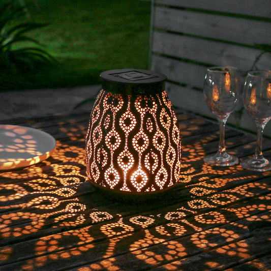 Solar-Powered Iron Moroccan Lamp
