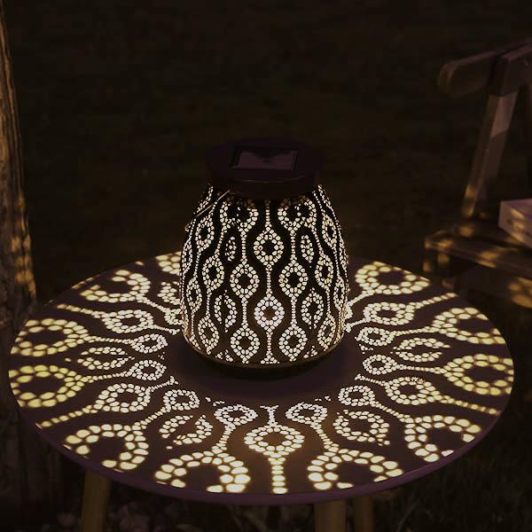 Solar-Powered Iron Moroccan Lamp