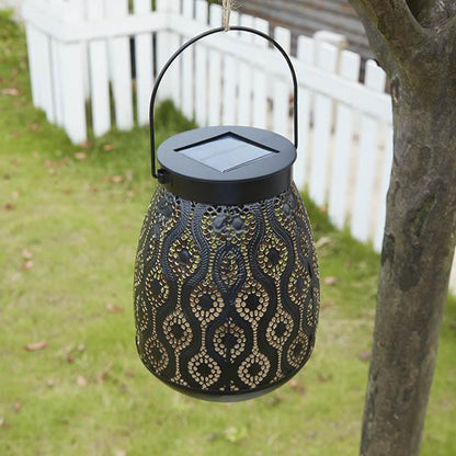 Solar-Powered Iron Moroccan Lamp