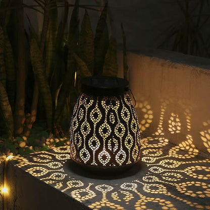 Solar-Powered Iron Moroccan Lamp