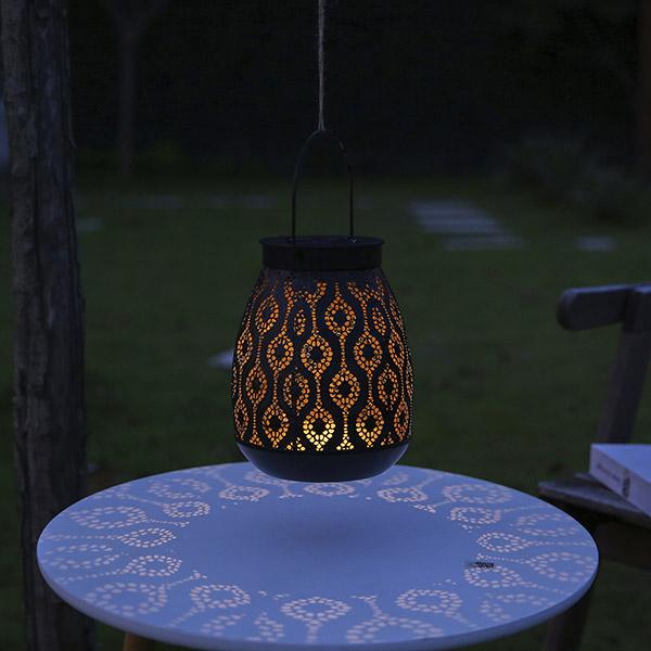 Solar-Powered Iron Moroccan Lamp