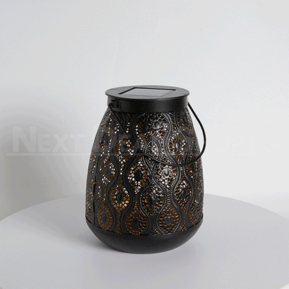 Solar-Powered Iron Moroccan Lamp