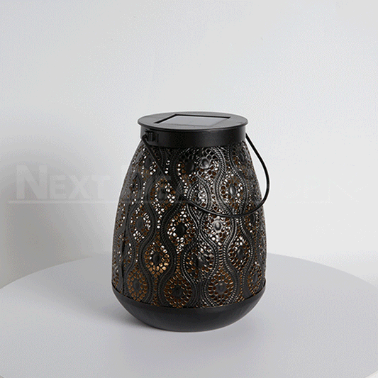 Solar-Powered Iron Moroccan Lamp