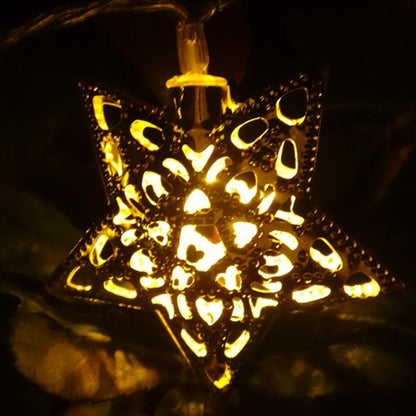 XMAS Solar-Powered LED Metal Stars String Light