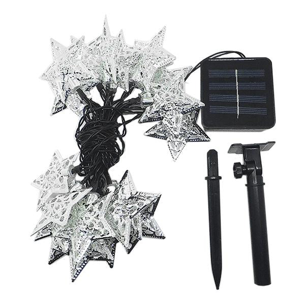 XMAS Solar-Powered LED Metal Stars String Light