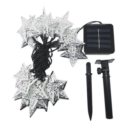 XMAS Solar-Powered LED Metal Stars String Light