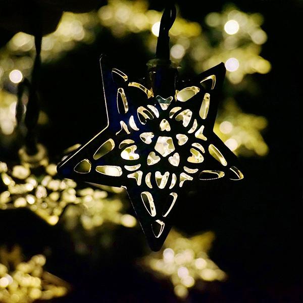 XMAS Solar-Powered LED Metal Stars String Light