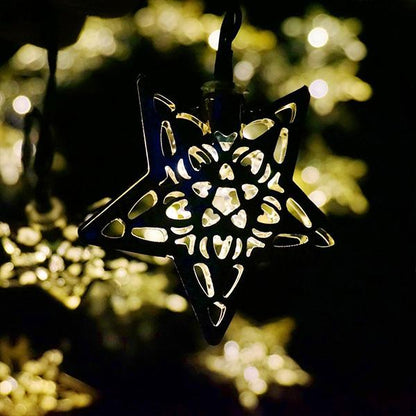 XMAS Solar-Powered LED Metal Stars String Light