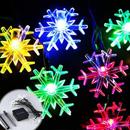 XMAS Solar-Powered Snowflake LED String Lights
