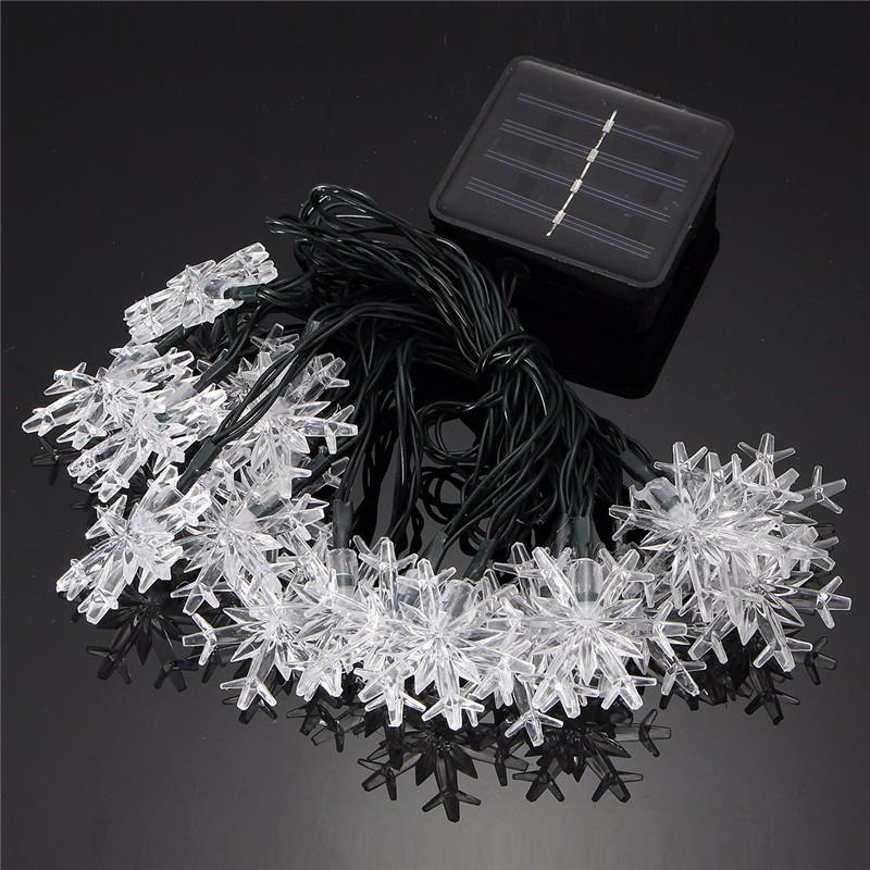 XMAS Solar-Powered Snowflake LED String Lights
