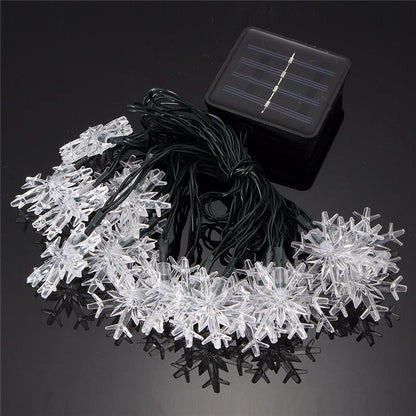 XMAS Solar-Powered Snowflake LED String Lights
