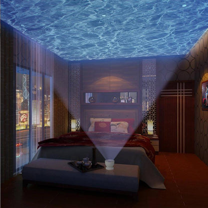 Ocean Night Light Projector w/ Built-in Speaker - Kids Bedroom Home Relaxing Night Lamp Decor