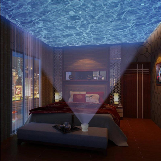 Ocean Night Light Projector w/ Built-in Speaker - Kids Bedroom Home Relaxing Night Lamp Decor