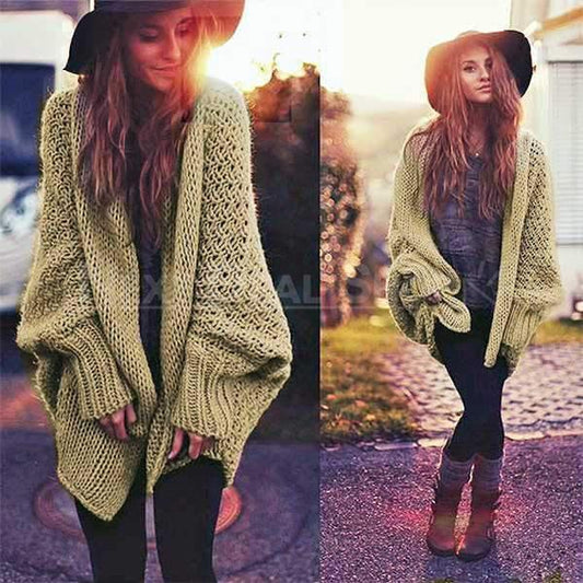 Open Knit Batwing Sleeve Cardigan-SALORA-Next Deal Shop