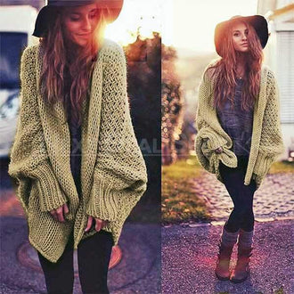 Open Knit Batwing Sleeve Cardigan