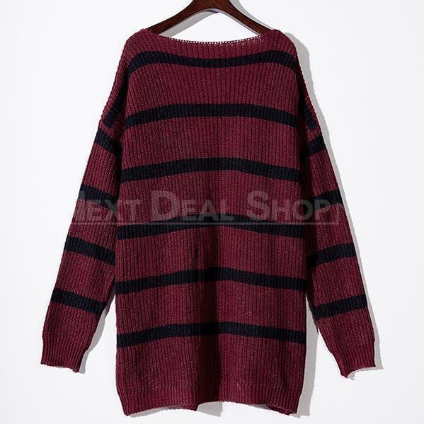 Oversized Striped Knit Cardigan-SALORA-Next Deal Shop