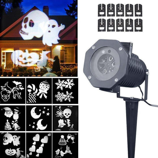 Motion Projector w/ 10 Pcs Pattern Lens - Flying Snowflakes and More!