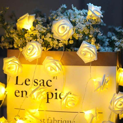 Battery Powered LED Rose String Lights - Bedroom Wedding Romantic Party Lighting Decor