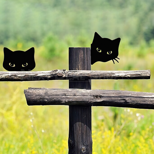 2 Pcs - Metal Cat Silhouette Garden Decor - Yard Outdoor Metal Art Stake Decor
