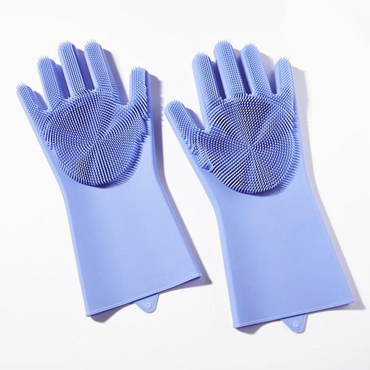 Silicone Brush Cleaning Gloves - Kitchen Dish Washing Bathroom Surface Deep Cleaning