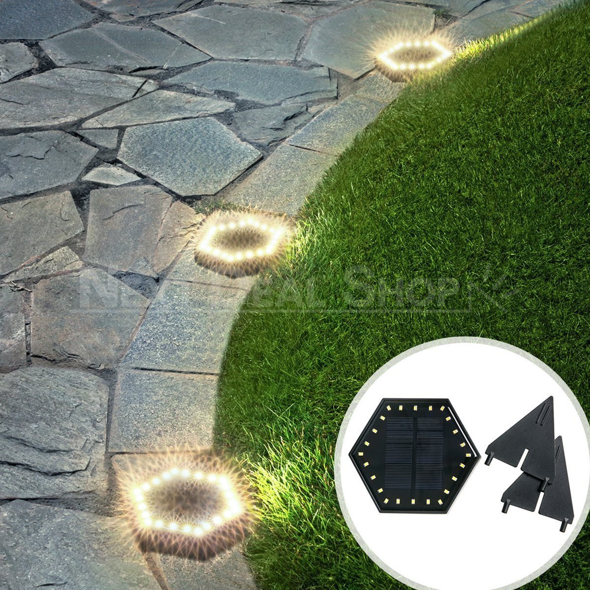 Solar-Powered Hexagon Ground Light-Next Deal Shop-Next Deal Shop