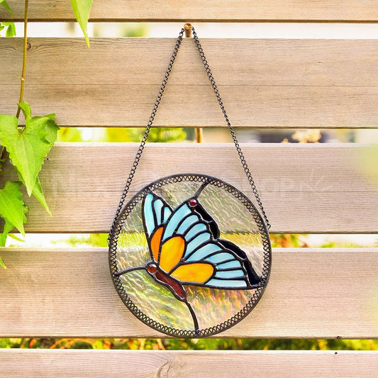 Stained Glass Vintage Mosaic Window Hanging Pendant-Next Deal Shop-Blue Butterfly-Next Deal Shop